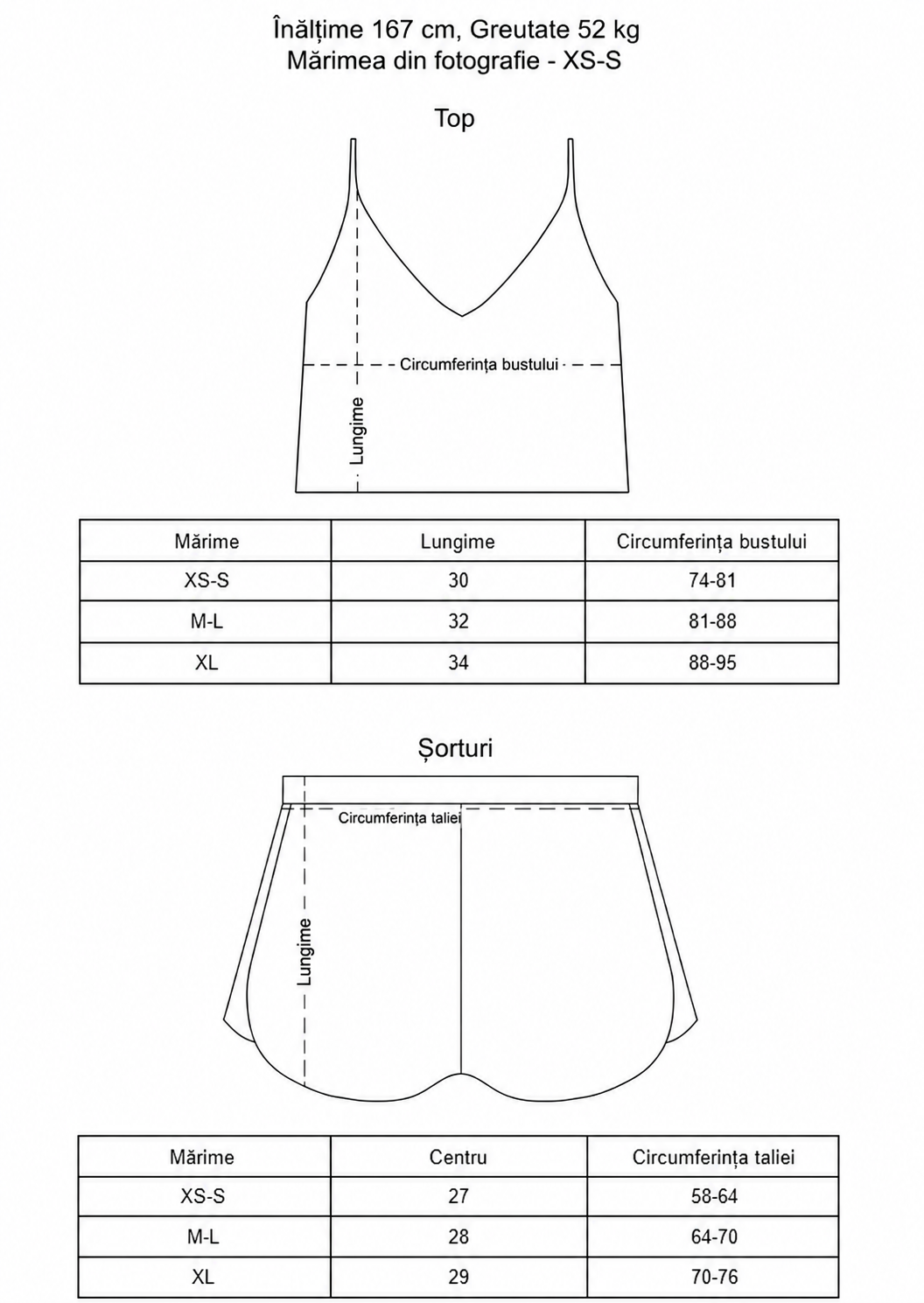 Tabelul mărimilor Women XS - S / M - L / XL – принтовані піжами